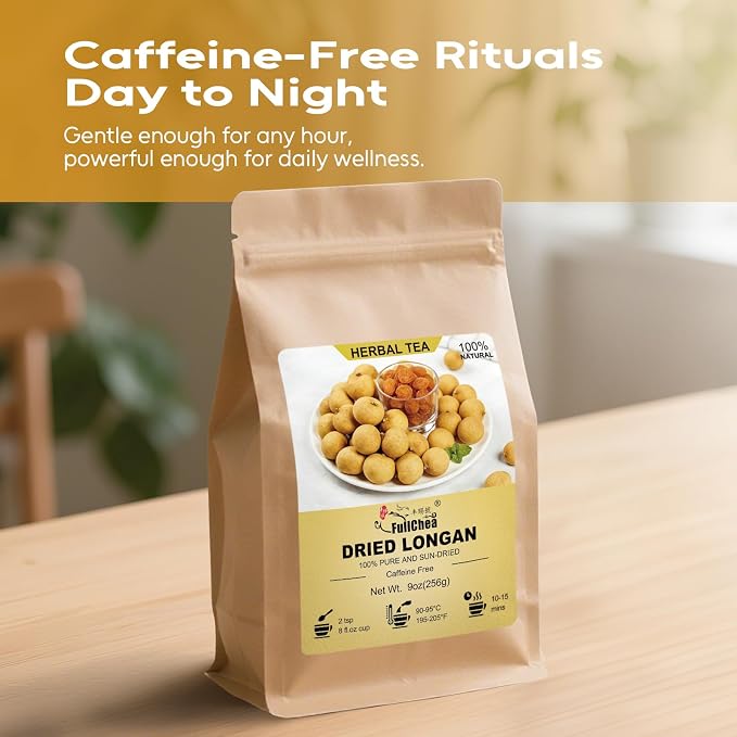 FullChea - Dried Longan, 9oz/256g – Whole Dried Longan Fruit for Tea, Naturally Use in Herbal Tea– Non-GMO - Caffeine-Free - Gently Nourishing – Traditionally Used for Restful Evenings