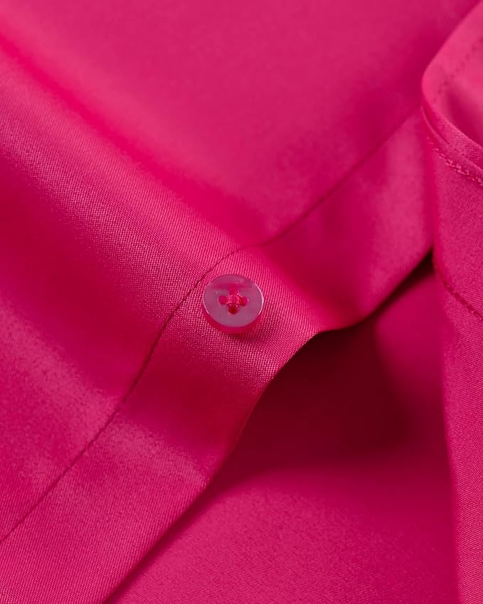 J.VER Men's Dress Shirts Solid Long Sleeve Stretch Wrinkle-Free Formal Shirt Business Casual Button Down Shirts