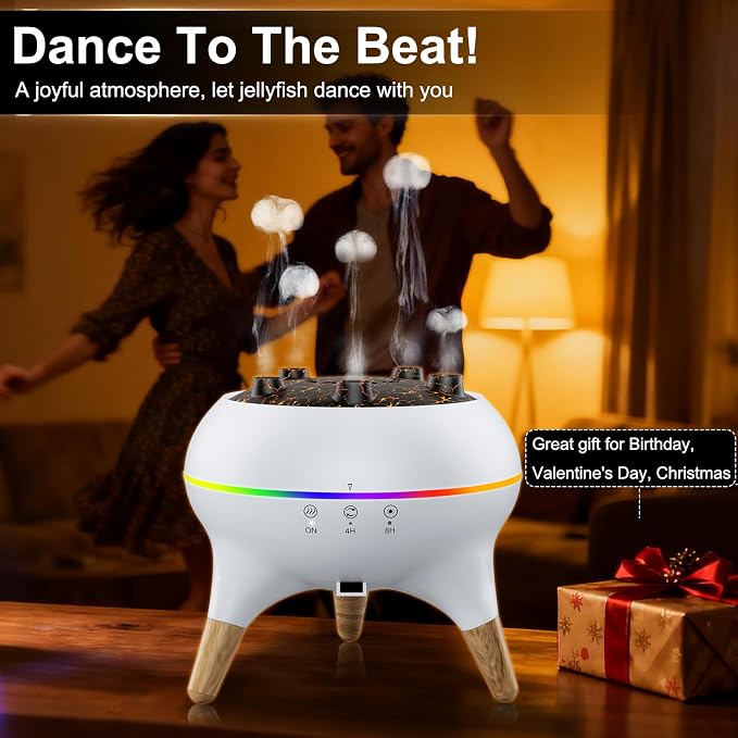 Morbou Essential Oil Diffuser Jellyfish Mist Dancing with Music Aromatherapy, 7 Colorful Lights Hotel Collection Diffuser Oils Scents for Home