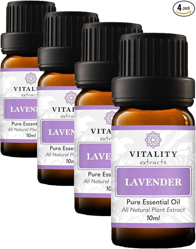 Vitality Extracts Lavender Essential Oil - Natural Calm, Stress Relief, Skin Care, Rest & Relaxation, Fresh Scent, Undiluted (Pack of 4)