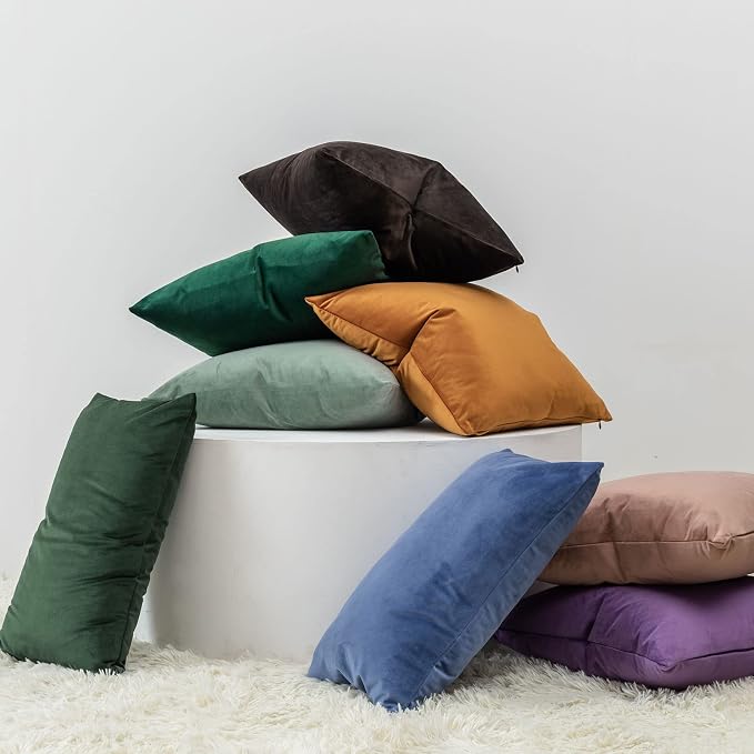 Dark Green 26x26 Decorative Velvet Euro Throw Pillow Covers Case Set of 2 | JUSPURBET Cozy Soft Couch Covers with Invisible Zipper for Modern Couch Sofa Bed Living Room Bedroom Home Decor Christmas