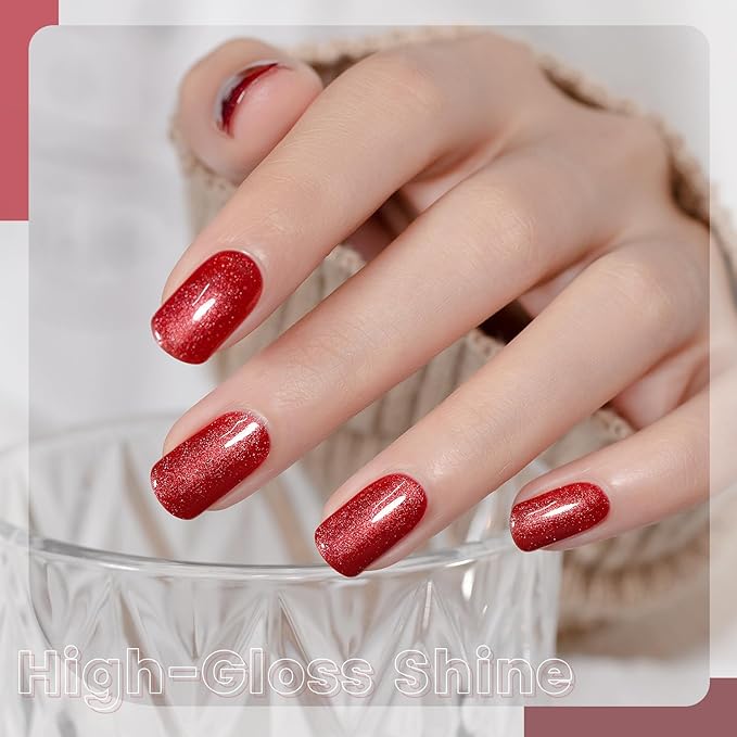RARJSM Nude Glitter Gel Nail Polish Wine Red Tone Silver Rainbow Glitter Chunky Iridescent Sparkle Shimmer Diamond Transparent Gel Polish Single Bottle Soak off UV LED Cured for Home Salon Manicure