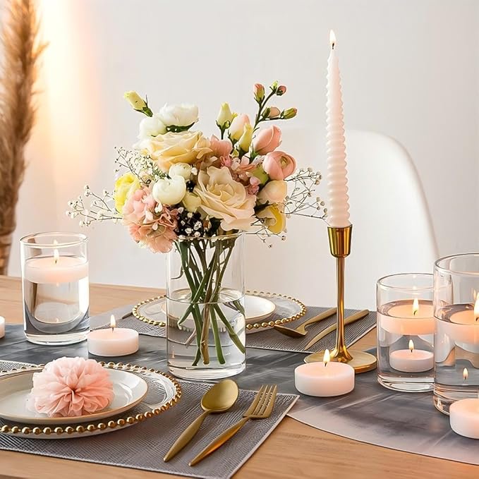 12pcs 6 Inch Clear Glass Cylinder Vases for Centerpieces | Flower Vases for Wedding, Home & Party Decor, Hurricane Floating Candle Holders for Table & Shelf