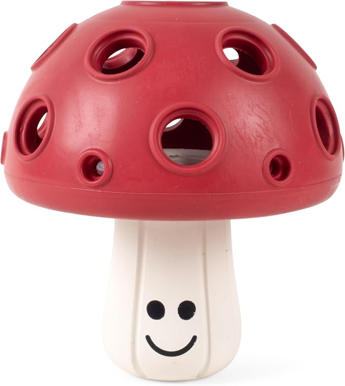 Fuzzl Eco Rubber Magic Shroom Puzzle Enrichment Toy - Red - Long Lasting Dog Treat Toys for Aggressive Chewers Strong Dog Toy for Dogs Durable Puppy Toys