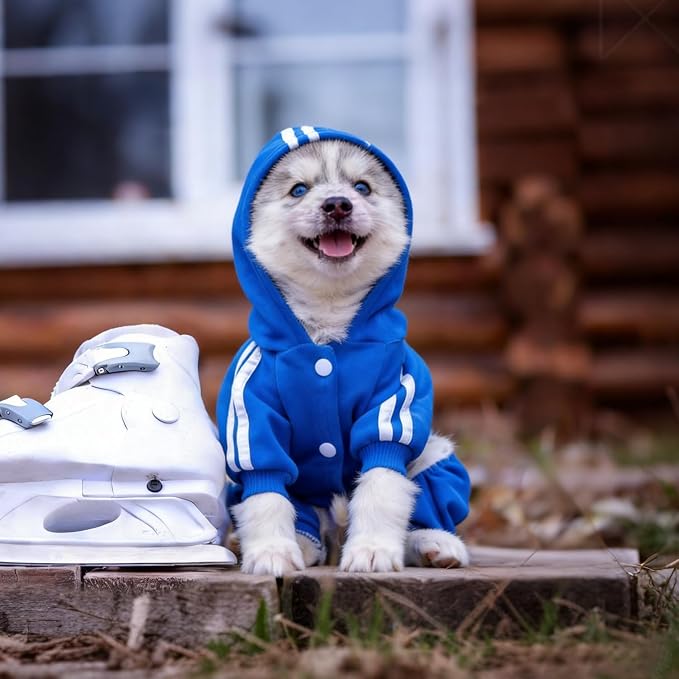 Dog Hoodie Security Clothes 4 Legs Jumpsuit Sweatshirt Hoodies Soft & Warm Dog Outfit Pullover Dog Winter Clothes Sweater for Small Medium Large Dogs Cats (Blue, X-Large)