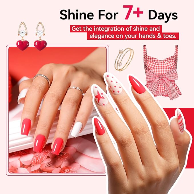 Nail Polish Red Pink Fast Dry Classic Regular Nail Polish, 15-Toxic Free Vegan Enrich with Castor Oil, Salon Quality, Streak-free, Home DIY Salon Travel Manicure Gift for Girls Women