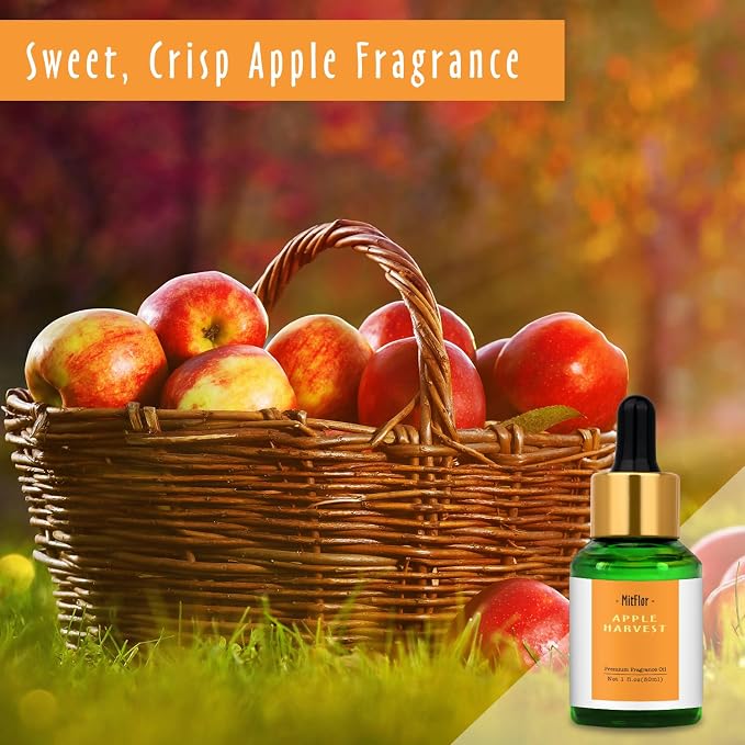 Apple Harvest Fragrance Oil, MitFlor 30ml Premium Fragrance Oil for Diffuser for Home, Soap & Candle Making Scents, Fruit Aromatherapy Diffuser Scents, Crisp and Inviting Scent