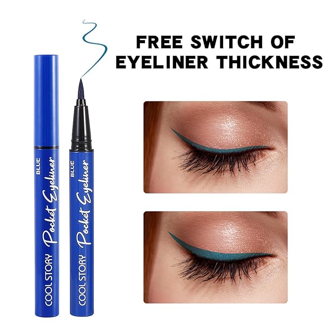 COOL STORY Blue Liquid Eyeliner Pencil – Water Resistant & Smudge-Proof, Long Lasting Eye Liner Makeup