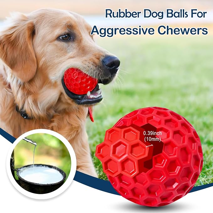 Indestructible Squeaky Dog Ball for Aggressive Chewers, Rubber Interactive Dog Toy for Teething, Relieving Anxiety. Chew Toy for Large, Medium Breeds, Outdoor & Indoor Ball.
