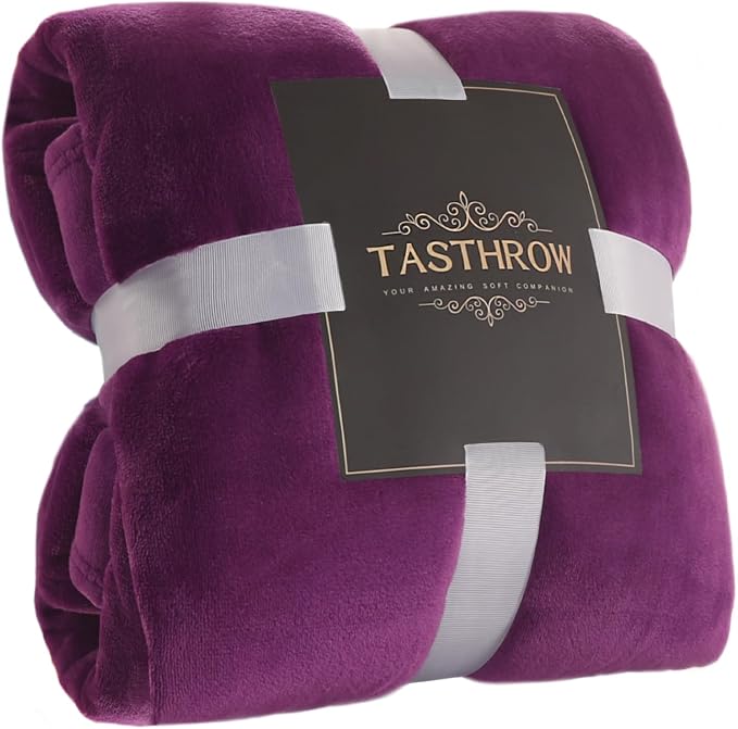 TASTHROW Large Flannel Fleece Throw Blanket, 60×80 Inch - Purple | Cozy Lightweight Thick Blanket - All Seasons Suitable for Women, Men and Kids