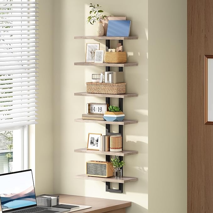 HOOBRO Floating Shelves, 15 Inch Wall Shelf Set of 3, Wall Mounted Storage Shelves 2-Tier, Hanging Bathroom Shelves, for Living Room, Bedroom, Bathroom, Kitchen, Greige and Black BG32BJP301