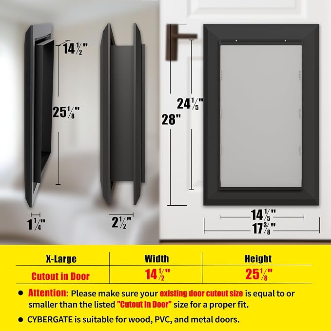 X-Large Heavy Duty Aluminum Dog Door, Double Flap for Extreme Weather