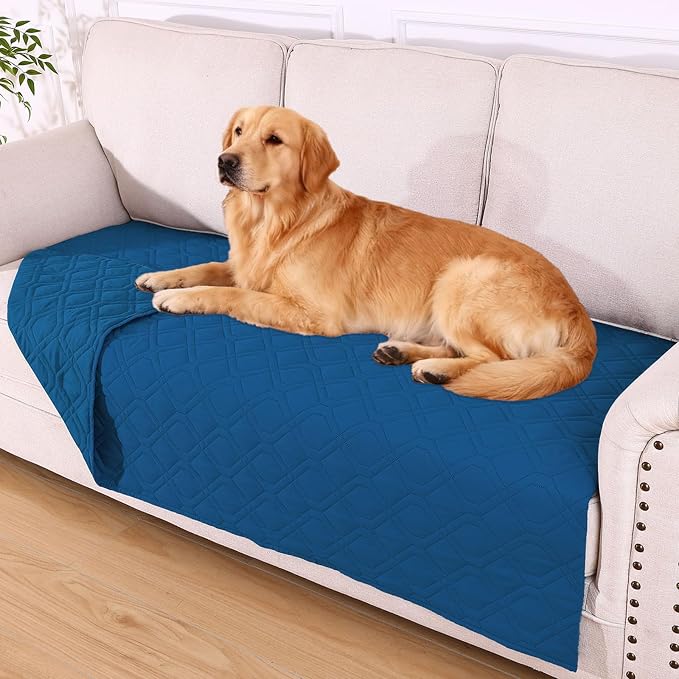 Waterproof Dog Bed Blanket - Soft Pet Blanket & Sofa Cover for Dogs | Reversible Washable Furniture Protector, Couch Covers for Pets (40x70 Inch, Navy Blue/Navy Blue)