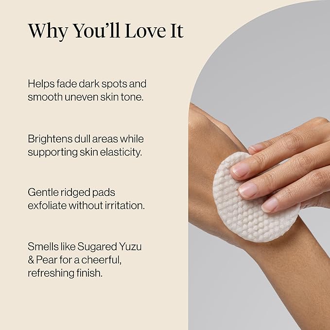 Kitsch Kojic Acid Cleansing Pads with Turmeric & Cica to Smooth, Refresh & Even Tone Skin Care – Exfoliating & Brightening Pre-Soaked Cotton Pads for Face and Body – 50 count