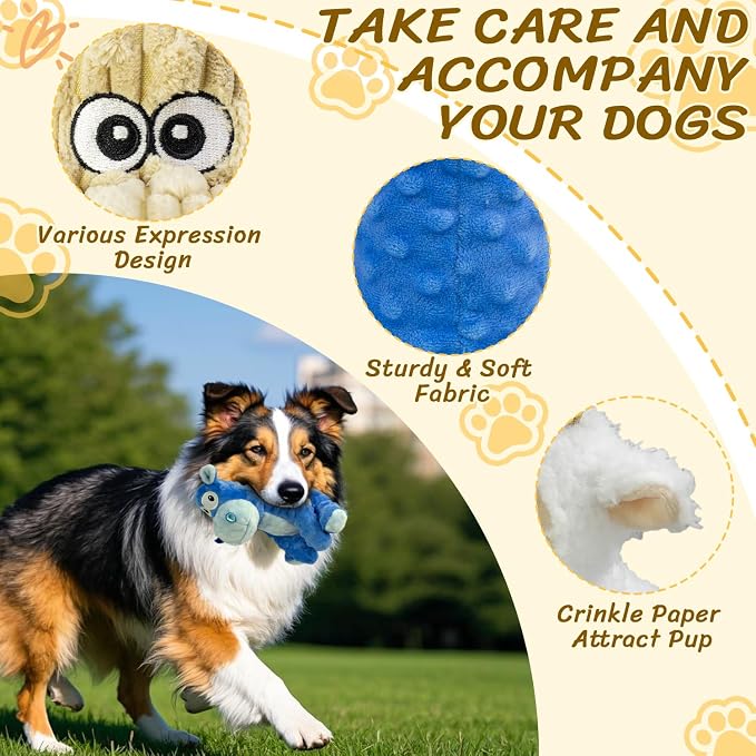 Squeaky Stuffed 3PCS Dog Toys, Chew for Large Medium Small Breeds