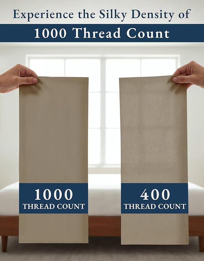 LANE LINEN Luxury 100% Egyptian Cotton Extra Long Twin Sheets for Hospital Bed - 1000 Thread Count, Eoc-Friendly Oeko-Tex Certified No Pill Fade Resistant Machine Washable Cotton Bed Sheet -Taupe