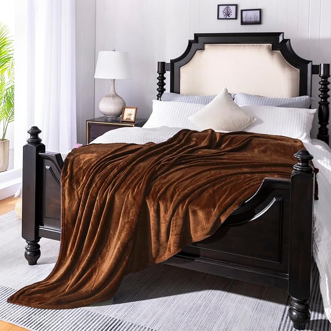 Brown Fleece Plush Throw Blanket 60"x80"for Couch Sofa Fuzzy Cozy Flannel | Super Soft Lightweight Microfiber Blanket for Bed Chair bedroom Home Decor All Season,Birthday Gifts for Women Mom Adult