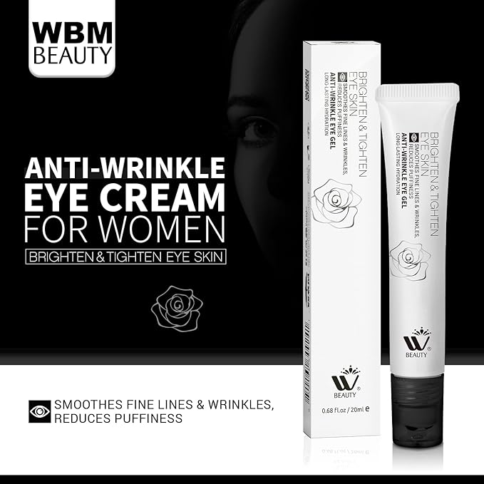 WBM Eye Cream with Metal Roller | Anti-Aging Eye Treatment for Dark Circles, Puffiness & Wrinkles | Hyaluronic Acid, Retinol & Niacinamide | Hydrating & Cooling Under Eye Cream | 20ml