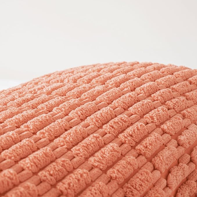 Fancy Homi Decorative Throw Pillow Covers for Bed Couch Bedroom Bench, Soft Corduroy Solid Pillow Case, Rustic Farmhouse Boho Room Decor,36" x 14" (Pack of 1),Coral