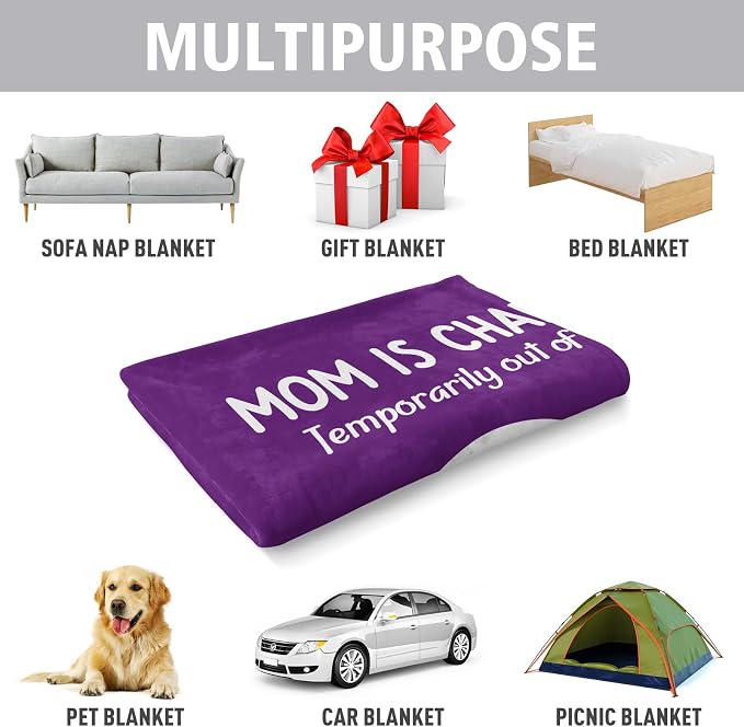 Craftique Mom Birthday Gifts, Funny Gifts for Mom- Mom's Charging Blanket | Mom Gifts for Women from Daughter Son Husband, Super Soft Blanket Throw for Napping Travel, 80”×60”