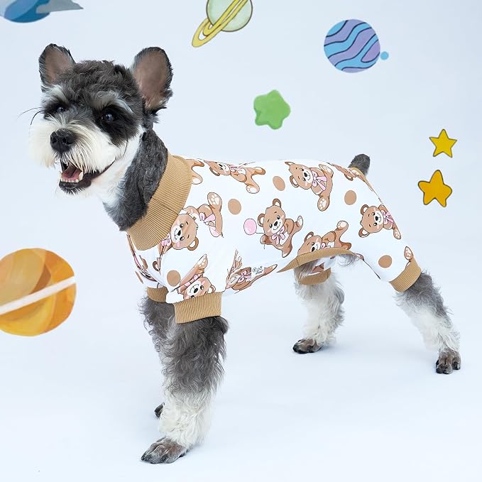 XPUDAC 4 Pieces Dog Pajamas Soft Strechy Puppy Onesies Pet Clothes for Small Medium Dogs Boy Girl Cat Pet Outfit, 150-M