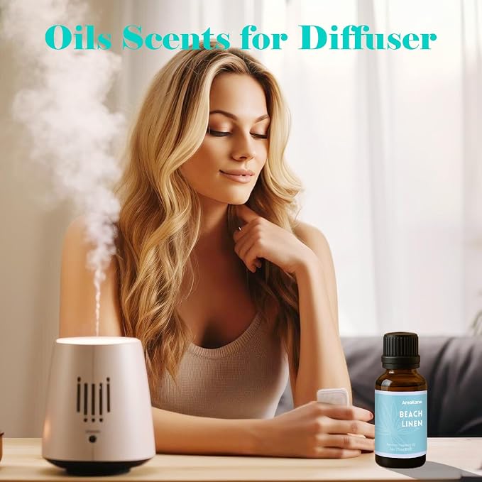 AmaKane Beach Linen Fragrance Oil for Aromatherapy, Beach Essential Oil for Diffusers for Home, DIY Candle Making Scents, Summer Fragrance Oil for Soap Making, 30ml