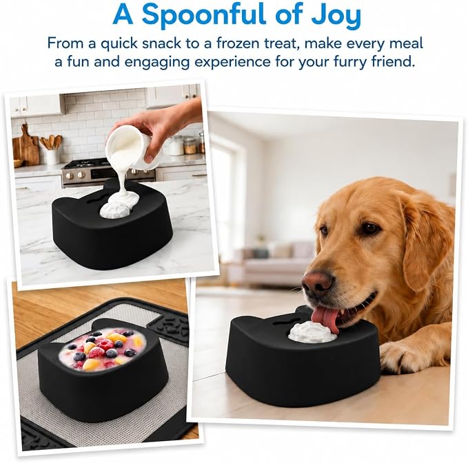 Slow Feeder Dog Bowl with Rolling Ball, Dog Lick Bowl for Yogurt & Peanut Butter, Liquid Treat Dispenser, Anti Choking Enrichment Toy for Small Medium Large Dogs