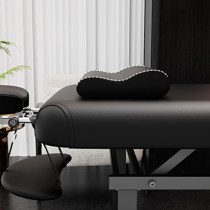 pouseayar Heating Function Heavy Duty Electric Stationary Massage Table with Backrest Adjustable and Storage Space for Treatment/Medical Spa/Facial/Beauty/Massage Bed - 30 x 75 - Black