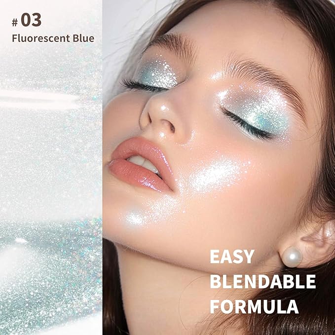 Color Nymph Liquid Highlighters For Face Eye Body Gel Cream Highlighter Chameleon Shimmer Makeup Highlighter iluminadores de maquillaje - 03# Fluorescent Blue