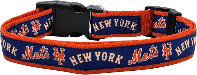 MLB New York Mets Licensed PET COLLAR- Heavy-Duty, Strong, and Durable Dog Collar. Available in 29 Baseball Teams and 4 Sizes