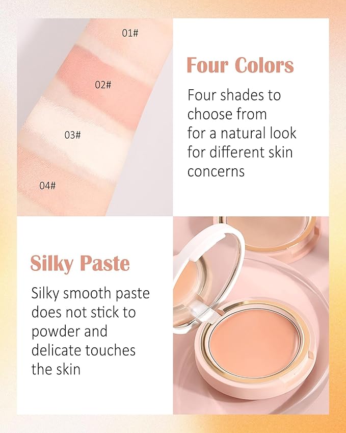 Under Eye Concealer Brightener Cream, Waterproof Full Coverage Face Concealer for Dark Circles, Vegan Formula, Long-Lasting Natural Korean Makeup, Under Eye Corrector de Ojeras Pot for Women Girl -04