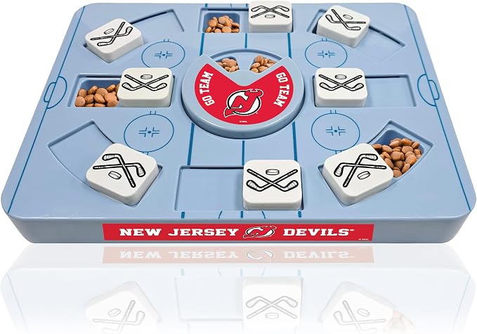Pets First NHL NEW Jersey Devils Large Puzzle Toy, New Size, Interactive Dog Treat & Slow Feeding Toy