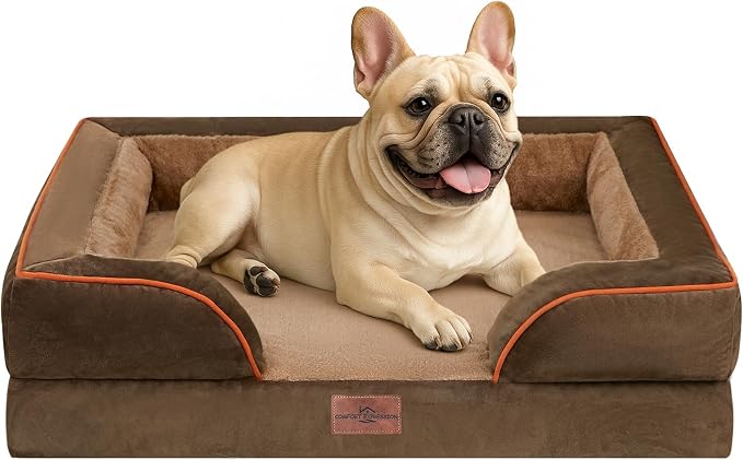 Comfort Expression Waterproof Orthopedic Dog Bed for Medium Size Dog | Supportive Egg Crate Foam Medium Pet Bed with Removable Bolsters, Dog Couch with Washable Cover & Non-Slip Bottom, 30x20 Inch