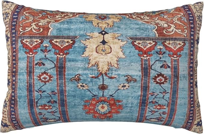 Antique Persian Silk Rug Print Pillow Covers Decorative Lumbar Throw Pillowcase 12x20 Inch Couch Cushion Cover for Home Decor Living Room Bedroom College Dorm Bed Car Sofa