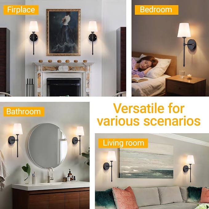 Nekhung Battery Operated Wall Sconce, Peel and Stick Sconces Set of 2 | Wireless Adhesive Stick On Wall Sconce, 10000mAh Rechargeable RGB Bulb with Remote, No Drill Wall Light for Bedroom Decor