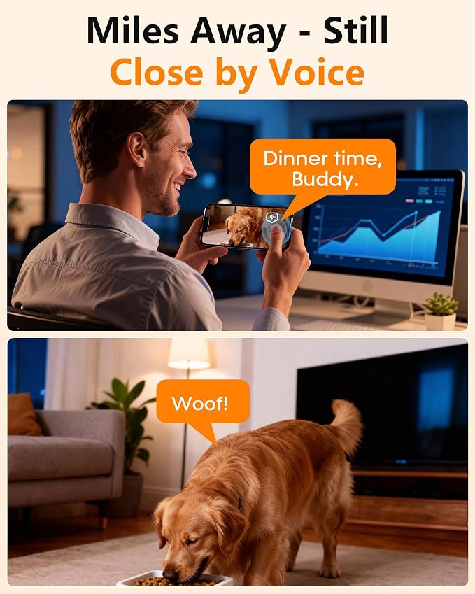 Automatic Dog Feeder, 12L Dog Food Dispenser Automatic for Large Breed | Anti-Clog 0.78inch Large Kibble, 20 Days Food Capacity, 1080P HD Camera, APP Control for Office Workers