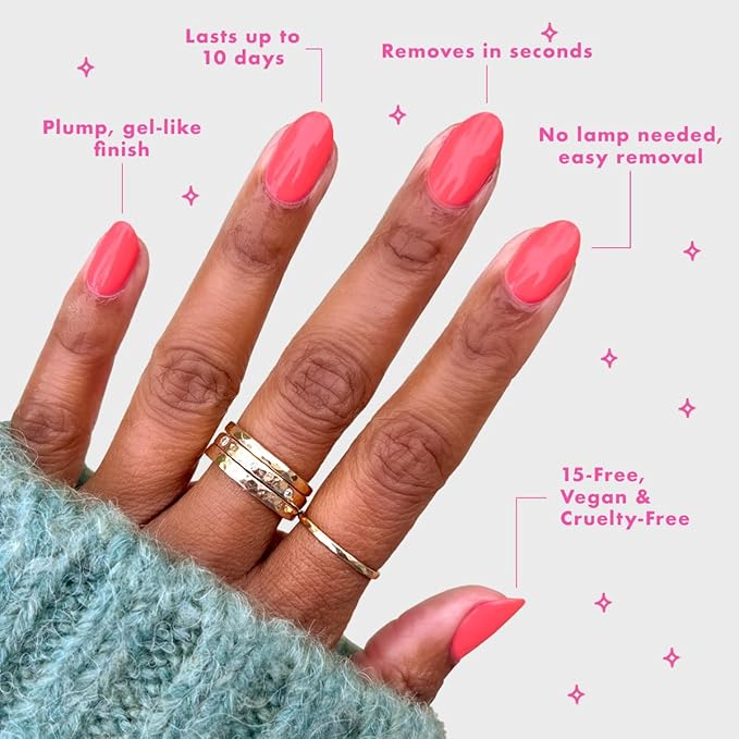 Olive & June Long Lasting Nail Polish | Spring Pastel Nails | Gel-Like Finish No Lamp Needed | Lasts up to 10 days | Salon-Quality 15-Free Vegan & Cruelty-Free Chip-Resistant | Perfect Pinwheel Coral