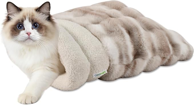 3 in 1 Semi-Enclosed Self Warming Burrow Cat Bed Sleeping Cave | Keep Warming, Machine Washable, Easy to Clean, Soft & Comfortable, Pet Beds fo Cats & Dogs, Cozy Privacy Nook