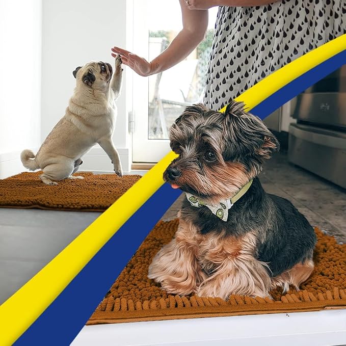 Muddy Mat® | Super Water Absorbent Door Mat Indoor, Microfiber Quick Dry Chenille Entryway Rug, Slip Resistant Front Door Mat, Indoor Mats for Entryway, Machine Washable Pet Rug, Amber 32" x 40"