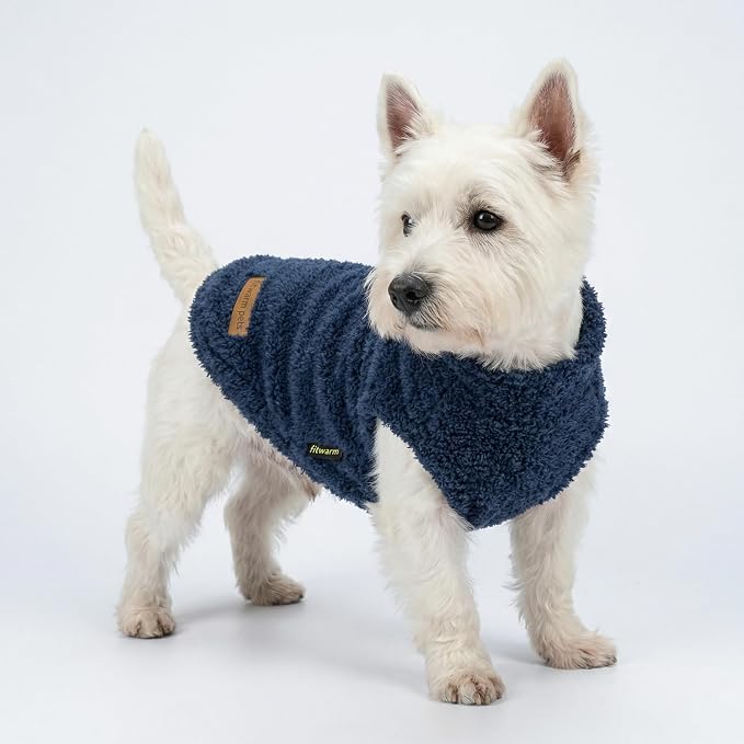 Fitwarm 2 Pack Striped Fleece Dog Sweater, Warm Winter Dog Clothes for Small Dogs Boy Girl, Fuzzy Pet Outfit, Doggy Pullover Jumper, Grey, Navy, XXL