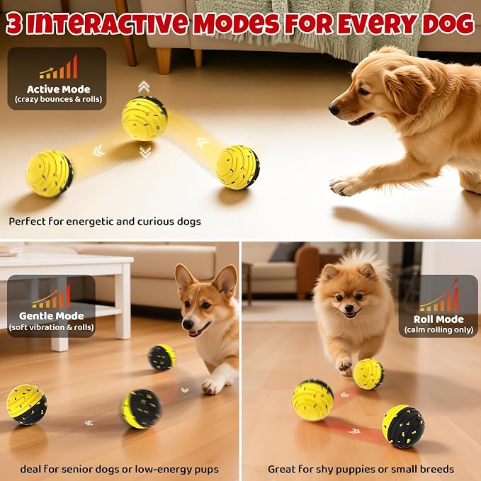 Interactive Dog Toy Ball with Remote Control (Yellow)