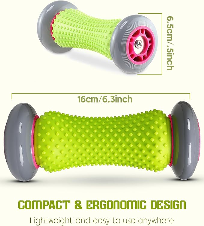 Foot Roller Massager for Plantar Fasciitis Relief, Neuropathy, Reflexology Trigger Point Foot Massager Roller, Feet Rollers with Spike Ball to Relieve Stress and Tight Muscles, Deep Tissue Massage