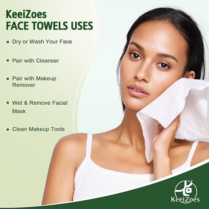 Disposable Face Towels 600 Count, Biodegradable Ultra Soft & Thick Facial Towels for Sensitive Skin, Lint-Free Makeup Remover Dry Wipes, Multi-Purpose Cleansing Towelettes for Face Wipes, Skincare