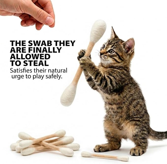 Glaciart One Swabs Cat Toys with Catnip - 12 Pk | Durable for Chew, Cute Cat Toys Interactive Kitty for Boredom, Exercise, & Play | Filled w/Organic Catnip for Anxiety & as Digestive Aid | Gift Idea