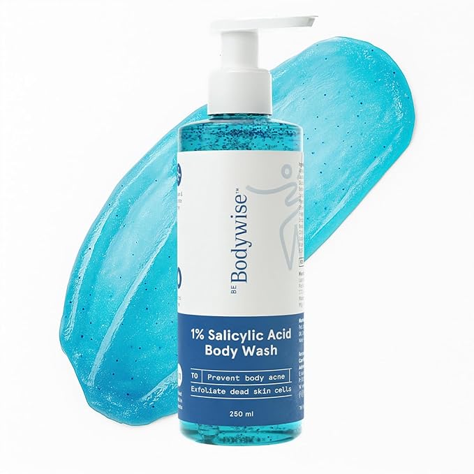 Be Bodywise Body Wash. Prevents Body Acne, Strawberry Skin. Has 1% Salicylic Acid. Deep Moisture, Fresh Scent. Paraben Free, Suphate Free. 8.45 Fl Oz