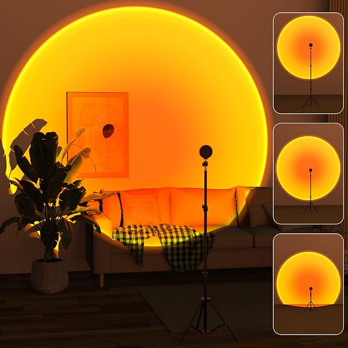 Balkwan Sunset Floor Lamp Projection 140cm Adjustable Stand Led Night Light 360 Degree Rotation Network Light with 3M USB Cable Floor Light for Living Room Bedroom