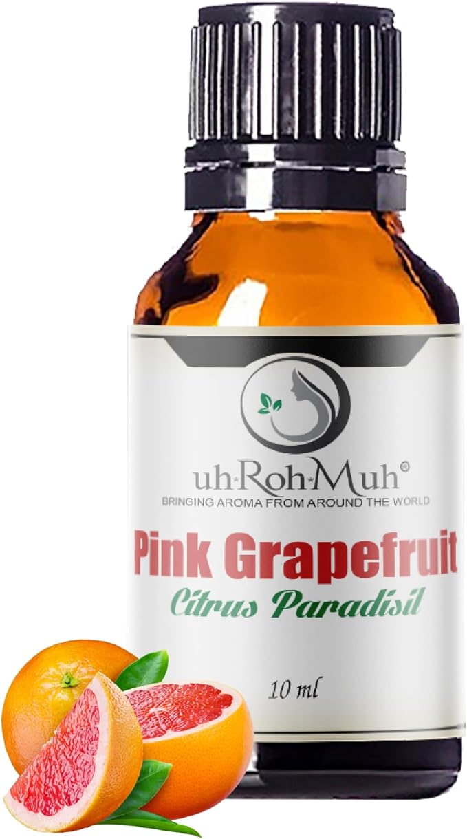 Pink Grapefruit Essential Oil Cold Pressed Citrus Paradisi Peel Oil Fresh Citrus Aroma Top Note Essential Oil for Aromatherapy Diffuser Skincare Haircare and Natural DIY Cosmetic Blends - 10 ml