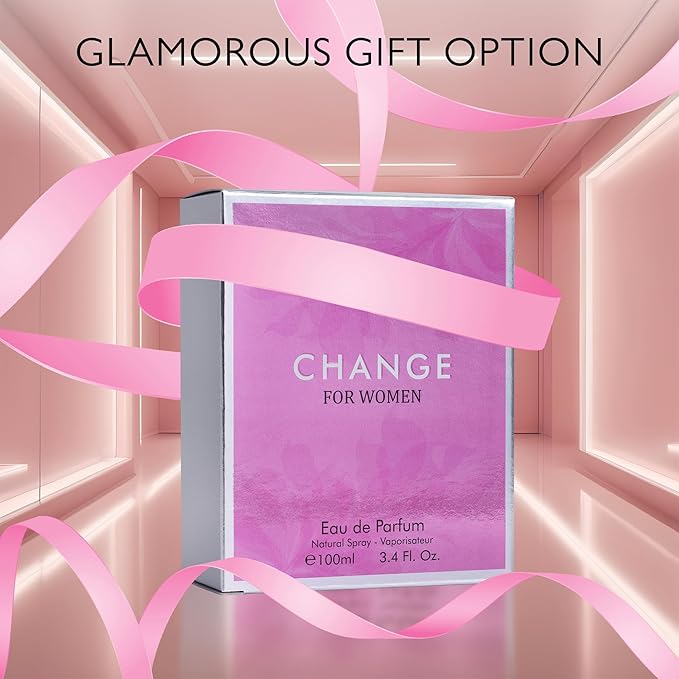 Change Eau De Parfum for Women - Spicy pink pepper on Top Pairing Floral Heart Notes of Jasmine & Iris - Suitable for Casual Wear - Mild & Paraben Free - Elegant 100ml Bottle Packaged in a Box
