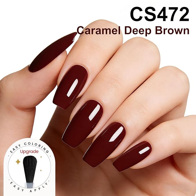 YTD Likomey Caramel Deep Brown Gel Nail Polish,15ml Salon Home DIY Manicure and Pedicure Fall Winter UV Soak Off Color Nails Varnish,CS472