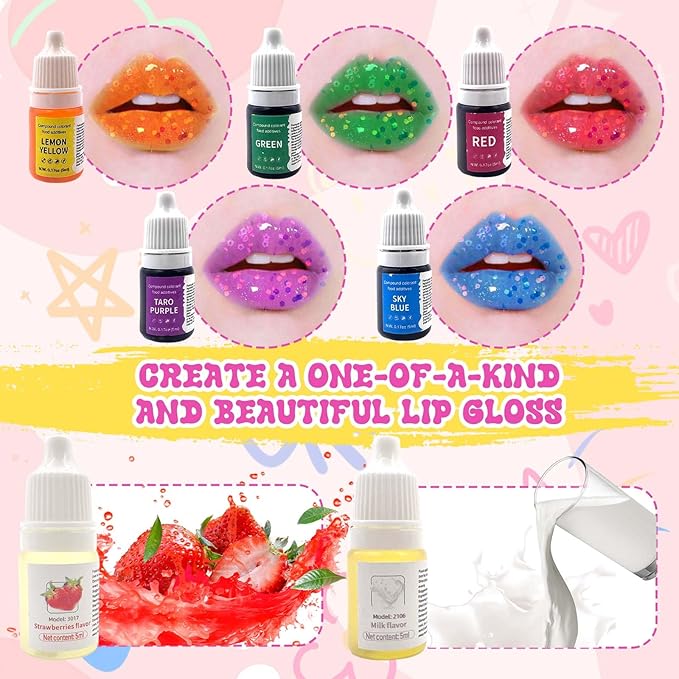 Lip Gloss Making Kit, 70PCS Diy Lip Gloss Kit, Beginner Lip Gloss Set, Make Your Own Lip Gloss Kit, Glitter Lip Gloss, Lip Gloss Kit for Girls, Lipgloss Sets for Girls Gifts